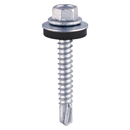 Timco Self-Drilling Screws – Hex – Light Section Steel – Zinc – with EPDM Washer – 5.5mm x 25mm / 50pcs – Just The Job Supplies