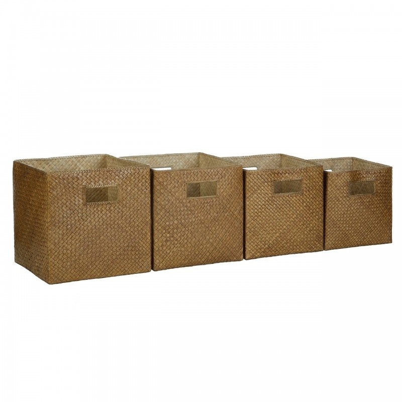 Set of 4 Pandanus Natural Woven Storage Baskets