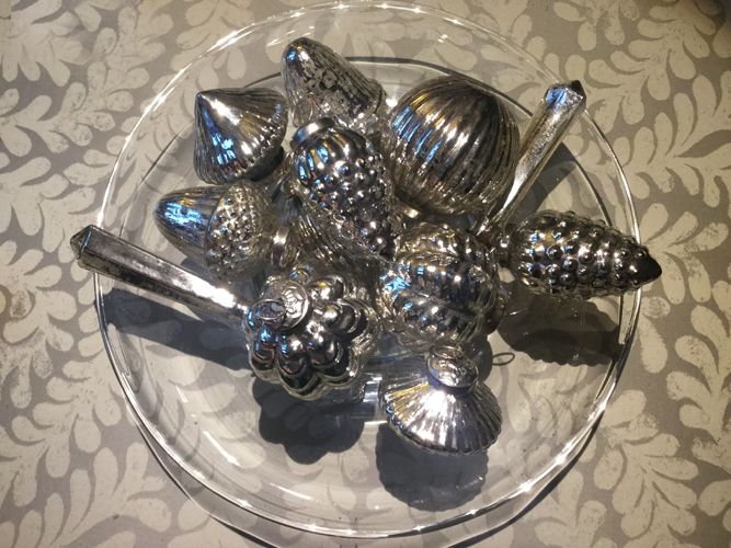 Knobbles & Bobbles – Mercury Christmas Tree Baubles – Silver – Glass – 3″ – Set Of 6 – Variant 10009