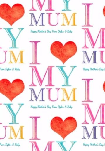 Shabby Chic I Heart My Mum Mother S Day Wrapping Paper