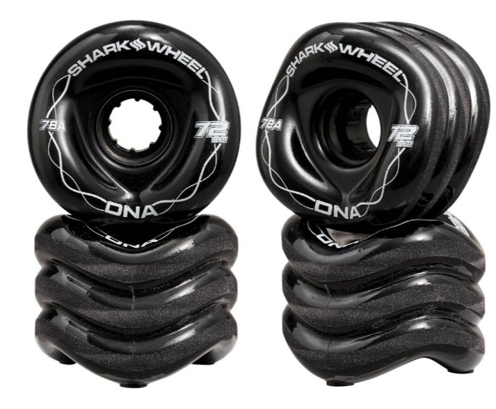 Shark DNA Formula Longboard Wheels 4 Pack Black 72mm – Ripped Knees
