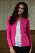 Crew-Neck Cardigan L / Fuchsia by Pink Avocet