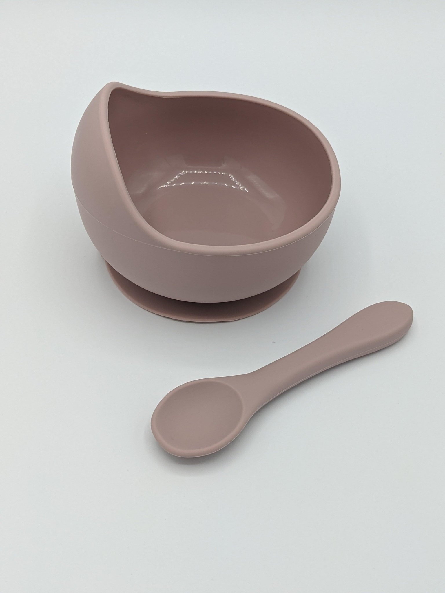 Silicone Suction Bowl Spoon Set Blush Pink – Children’s Silicone Tableware – Tiny Roo