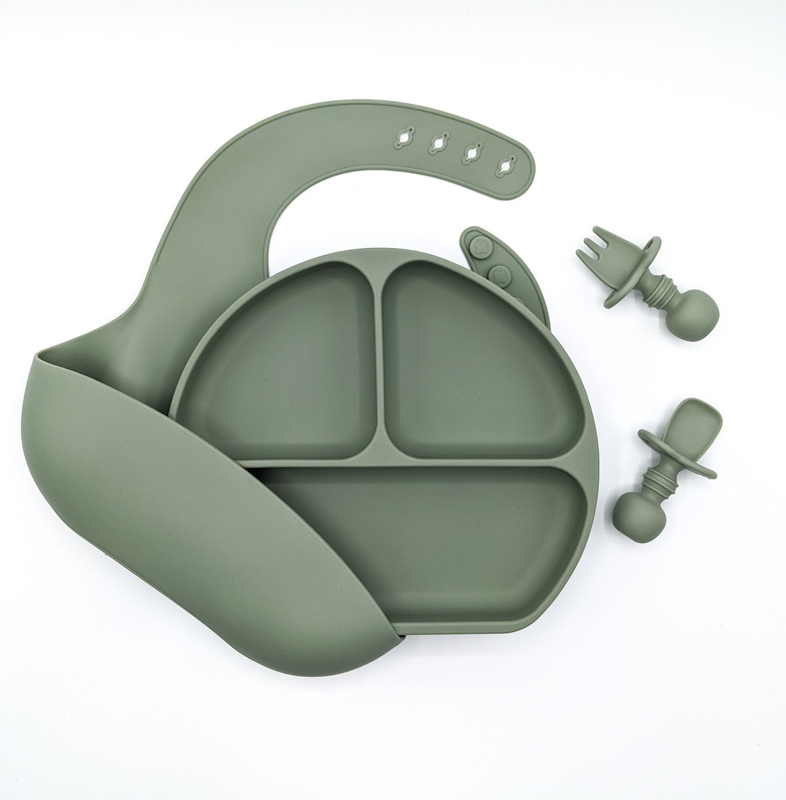 Silicone Suction Divider Plate Weaning Set Dusty Pink – Children’s Silicone Tableware – Tiny Roo