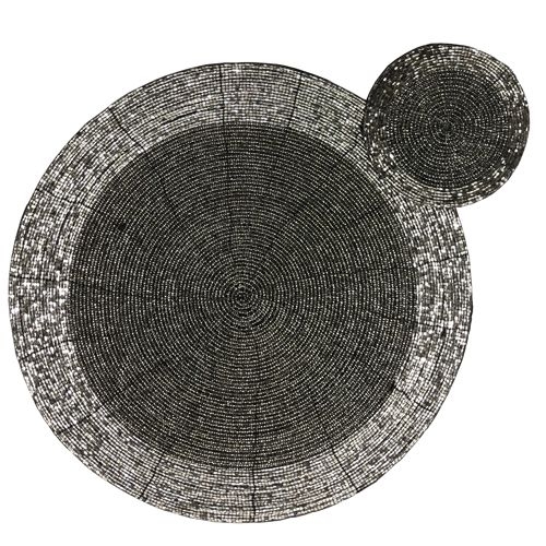 Knobbles & Bobbles – Placemat And Coaster Set – One Mat & One Coaster – Silver – Glass – 30cm – Variant 25467