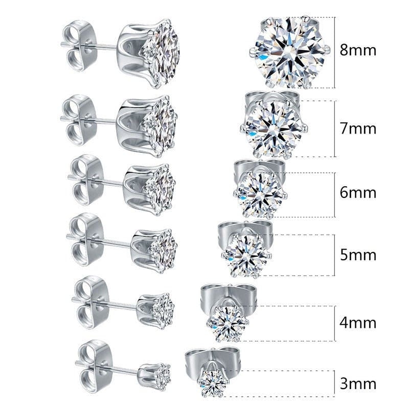 Silver Stud Earrings Silver – 6mm – Ezavision