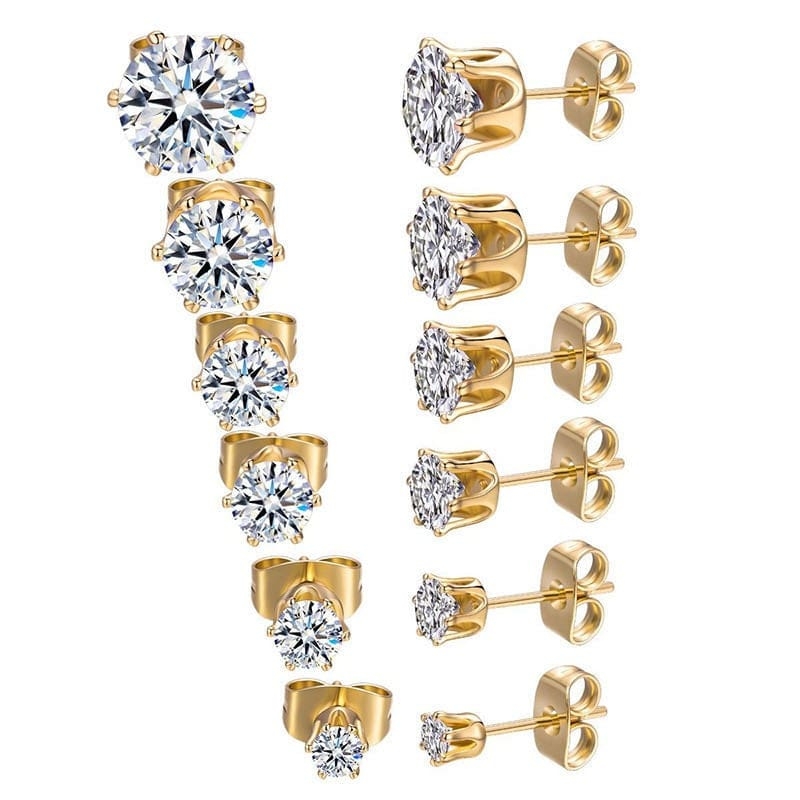 Silver Stud Earrings Gold – 4mm – Ezavision
