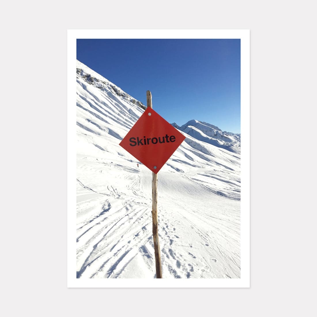 Ski Route Mountain Art Print, A2 (59.4cm x 42cm) unframed print – Powderhound