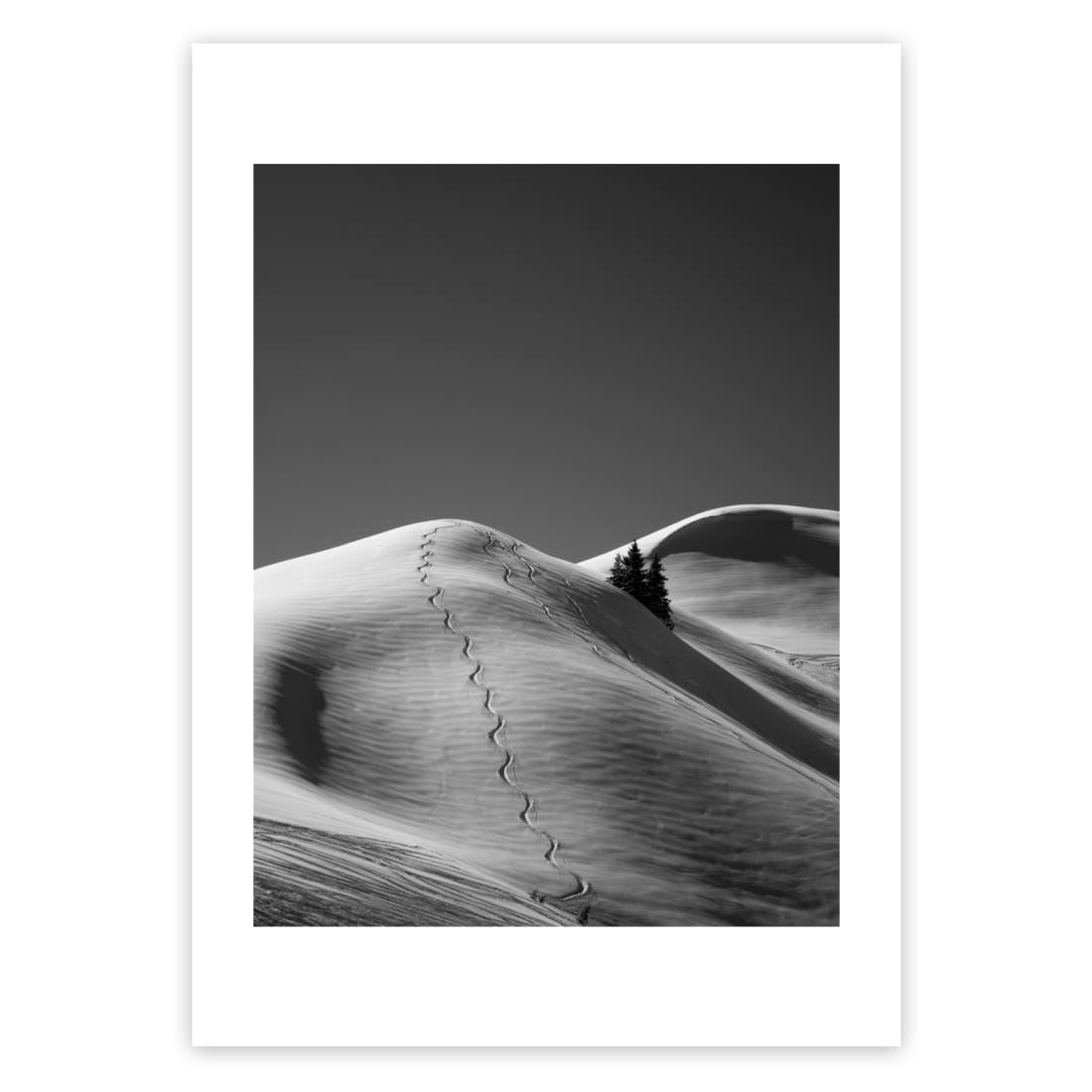 Ski Tracks Mountain Art Print, A3 (42cm x 29.7cm) unframed print – Powderhound
