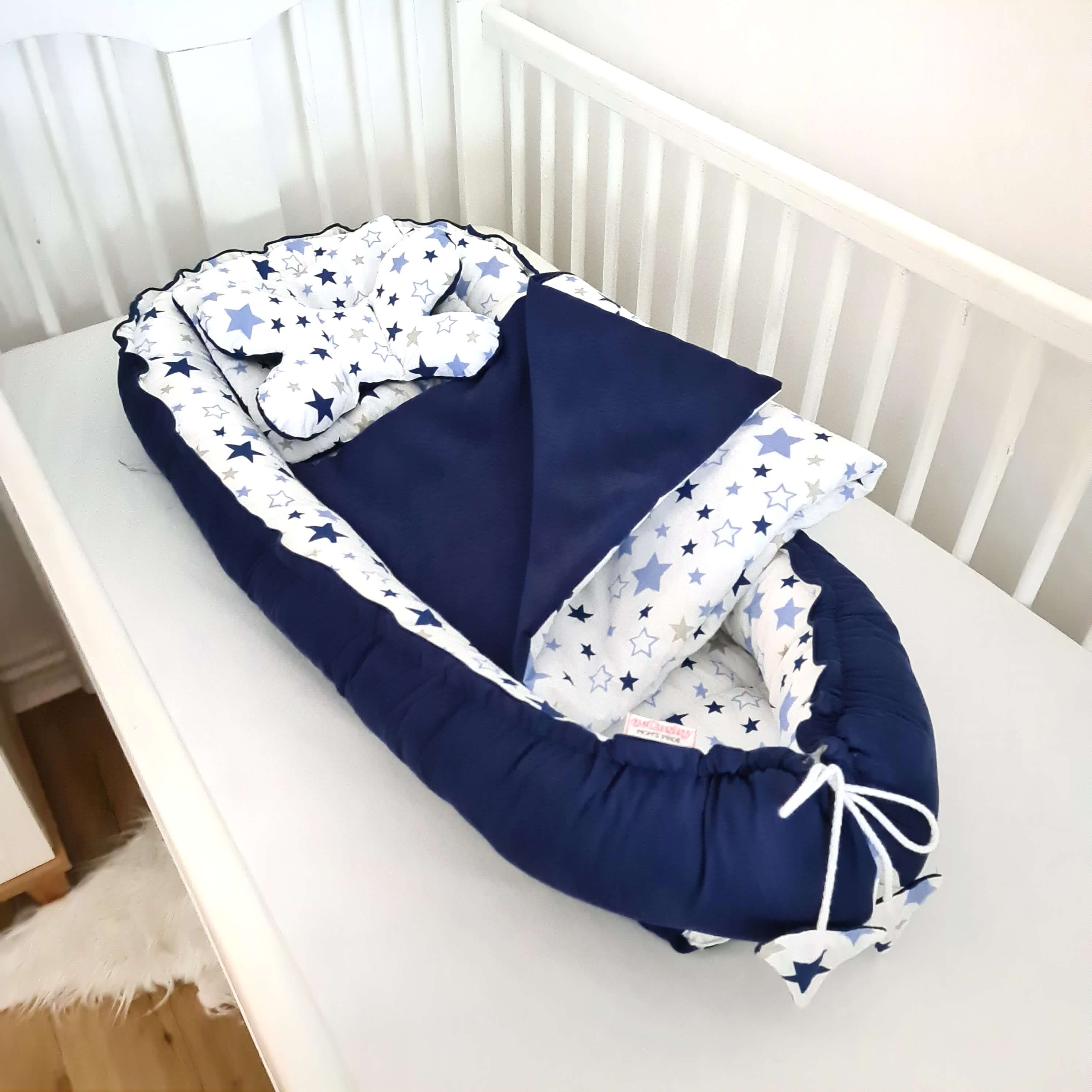 Baby Sleep Pod Deluxe- 5 Pc’S Set -0-9 Months- Midnight Stars – evCushy