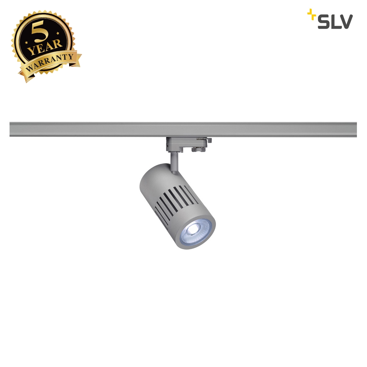 SLV STRUCTEC LED Spot for 3 circuit High-voltage Track System, 24W, 4000K, 36°, silvergrey, incl. 3 circuit Adapter 1000988
