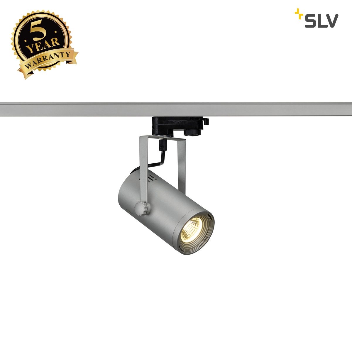 SLV EURO SPOT LED, small, 9W COB LED, silver-grey, 36, 3000K, incl. 3-circuit adapter 1001369