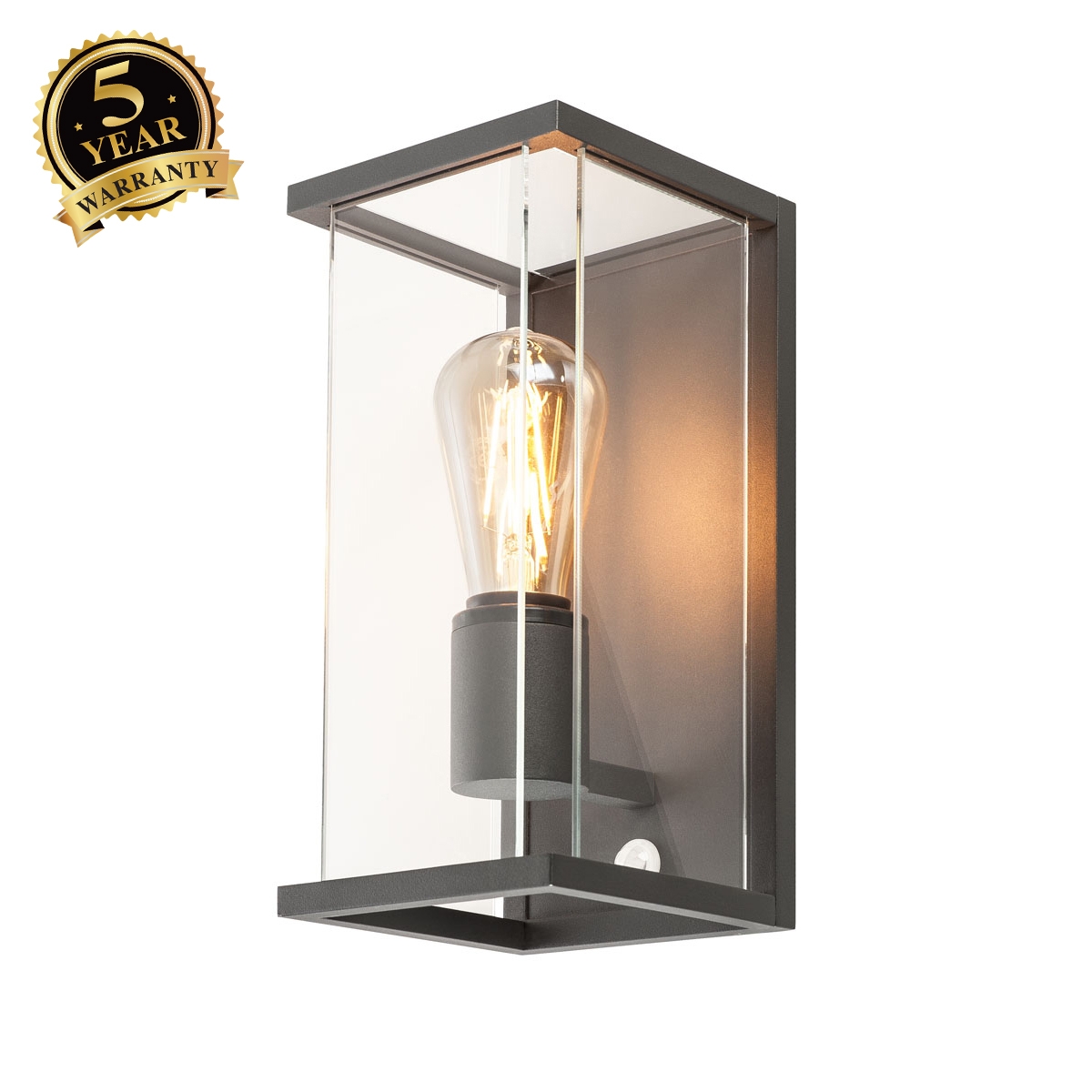 SLV QUADRULO SENSOR WL E27 outdoor surface-mounted wall light, anthracite, including sensor 1002402