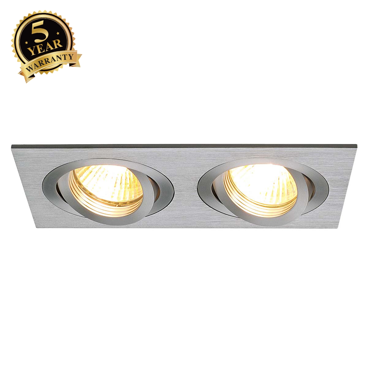 SLV NEW TRIA II MR16 downlight,rectangular, alu brushed, max.2x50W, incl. clip springs 111352