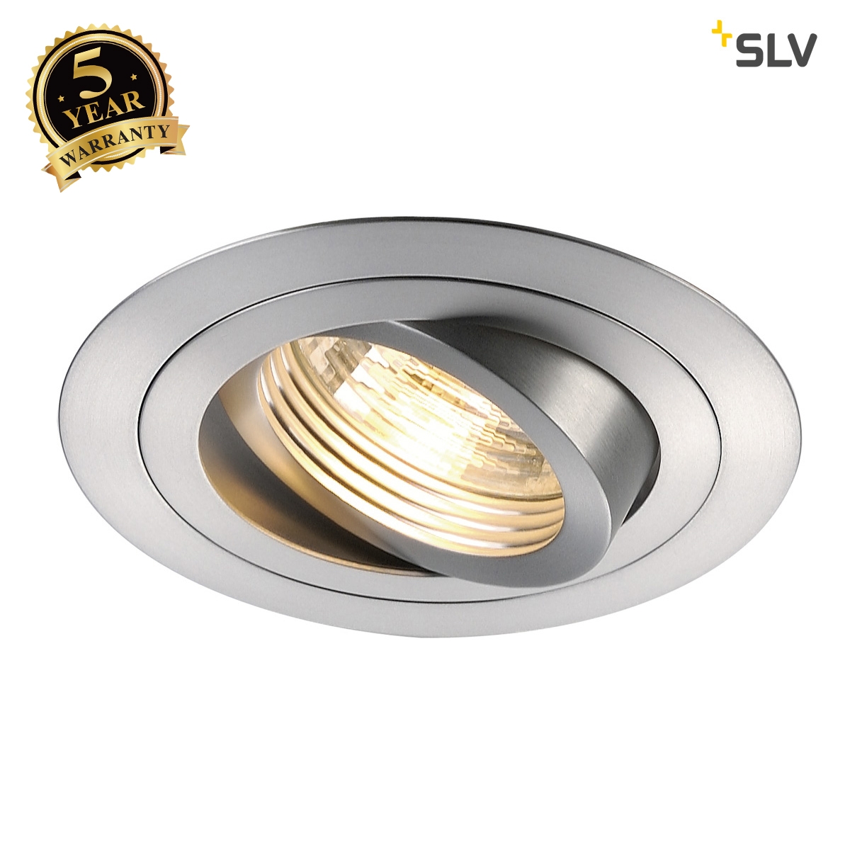 SLV NEW TRIA GU10 ROUND downlight, alu brushed, max. 50W, incl. clip springs 111360