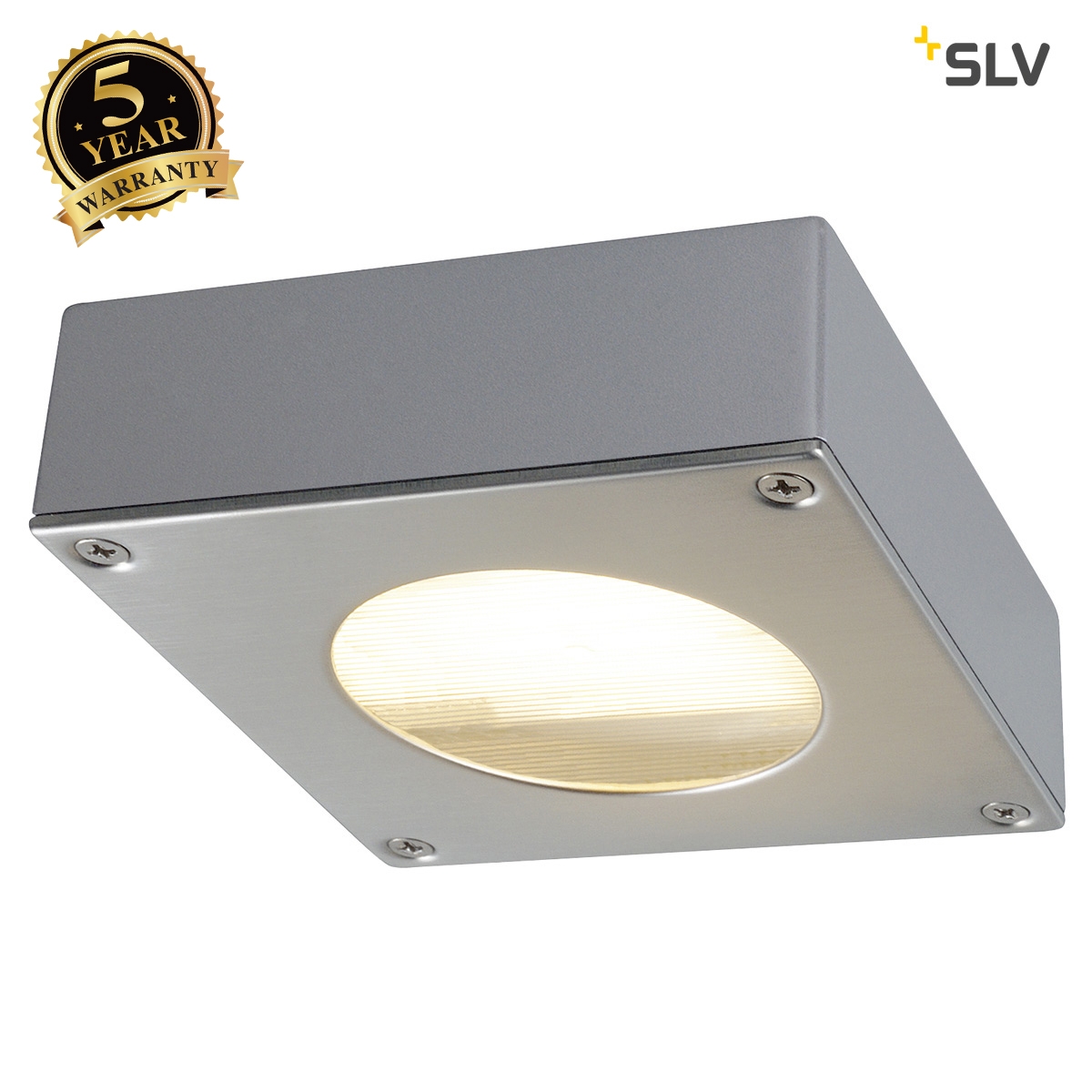 SLV QUADRASYL 44D outdoor fitting, square, silver-grey, GX53, max. 9W 111482