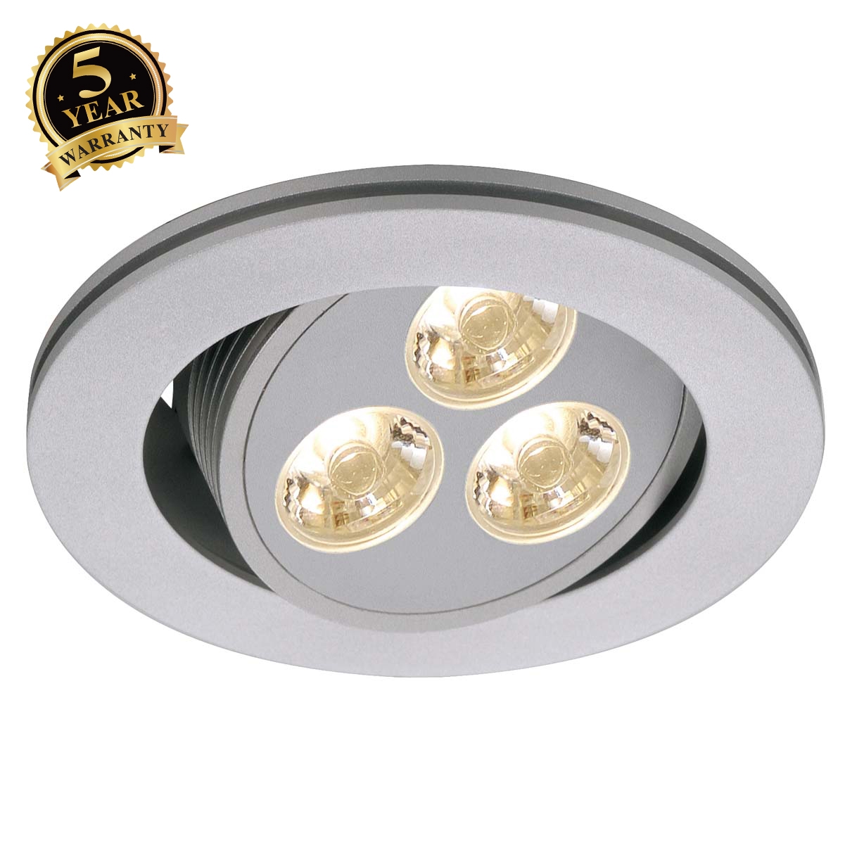 SLV TRITON 3 LED downlight, round,silver-grey, 3x1W LED,adjustable, 3200K 111852