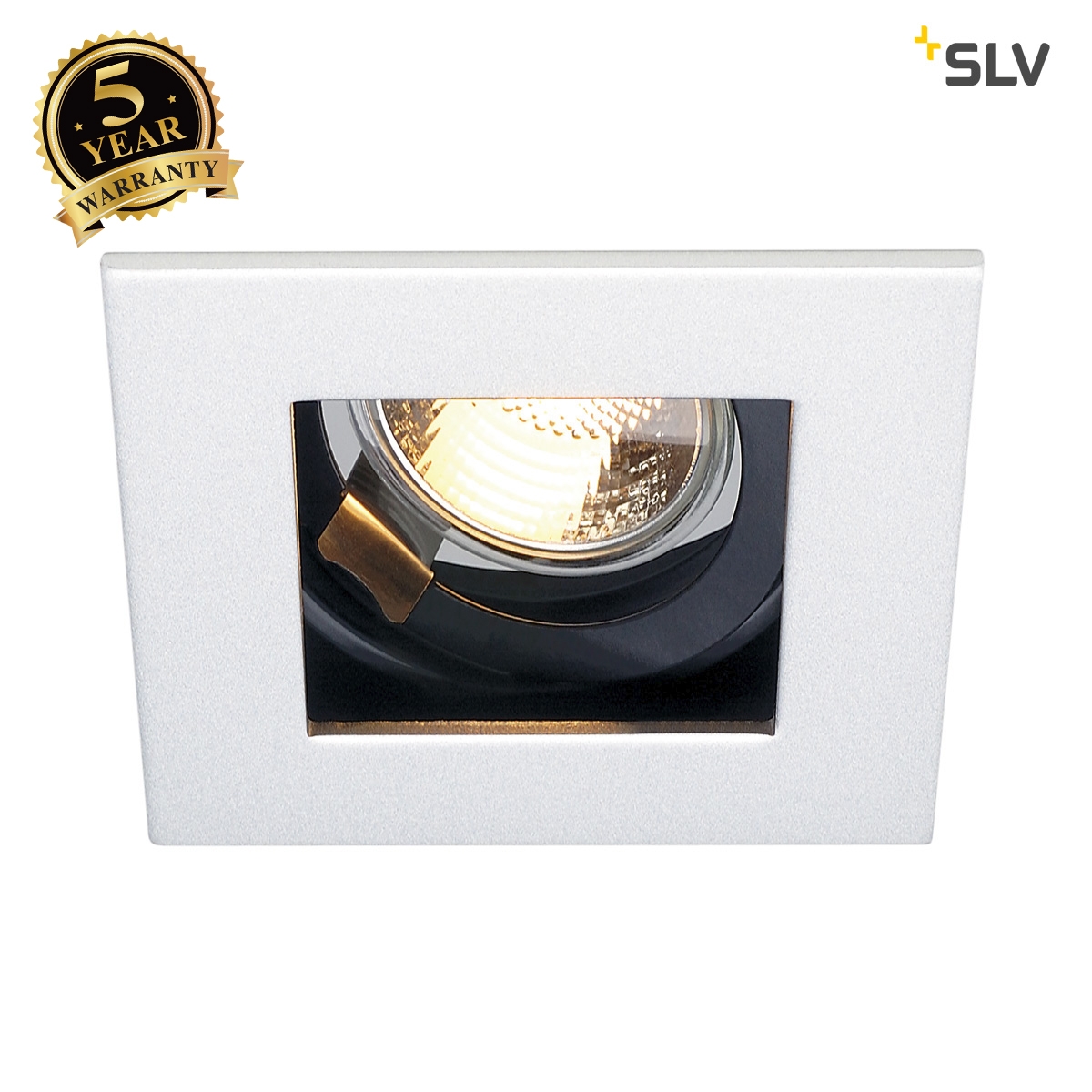 SLV INDI REC 1S downlight, square, matt white, GU10, max. 50W, adjustable 112471