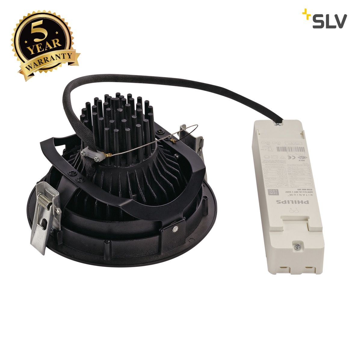 SLV SUPROS DL recessed ceiling light, round, black, 3000K SLM LED, 60° reflector 114110