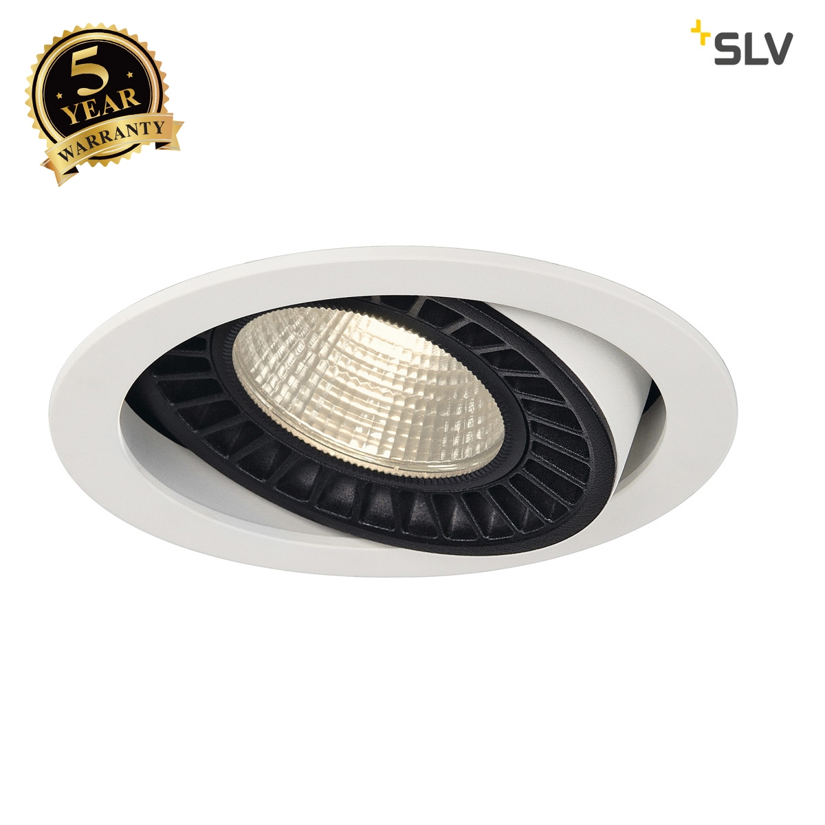 SLV SUPROS DL recessed ceiling light, round, white, 3000K SLM LED, 60° reflector 114111