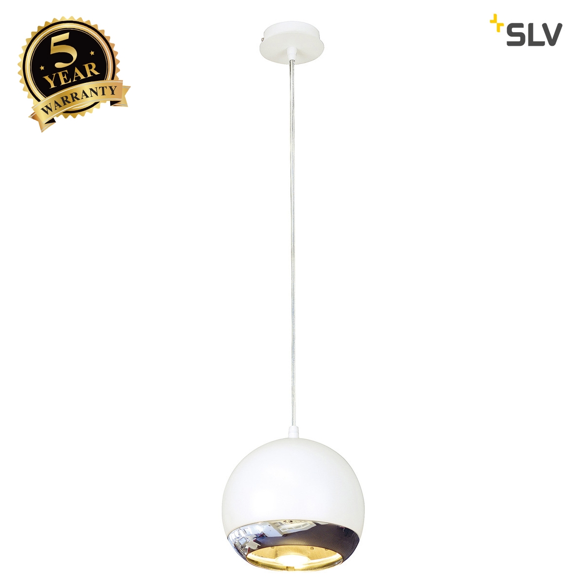 SLV LIGHT EYE pendant, white/chrome, GU10, max. 75W 133481