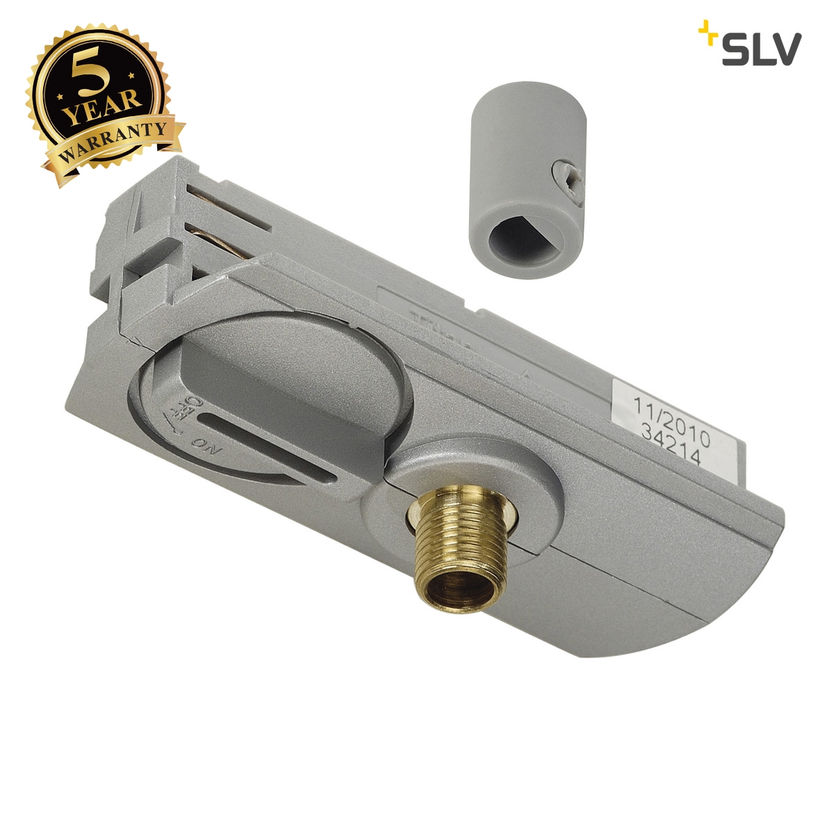 SLV 1-circuit pendant adapter, silver-grey, incl. strain-relief and threaded 143124