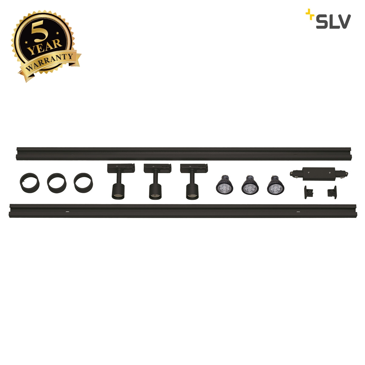 SLV 1-CIRCUIT TRACK SET, 2x 1m, incl. 3x PURI and 3x 4.3W LED lamp, black 143190