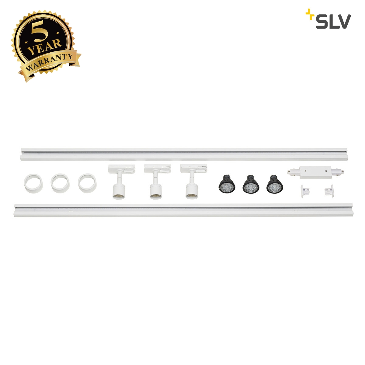 SLV 1-CIRCUIT TRACK SET, 2x 1m, incl. 3x PURI and 3x 4.3W LED lamp, white 143191