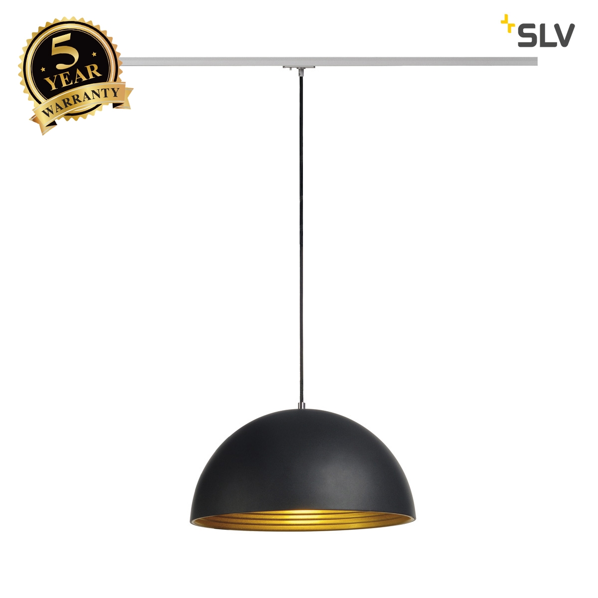 SLV FORCHINI M pendant, 40cm, round, black/gold, E27, incl. silver 1-circuit adapter 143930
