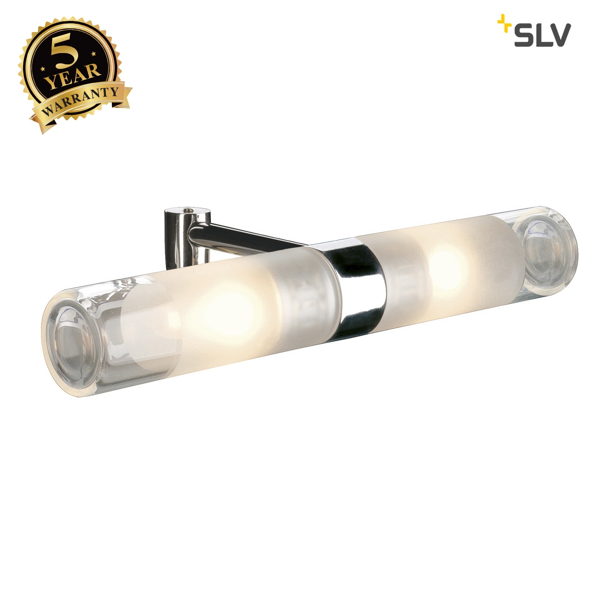 SLV MIBO STRAIGHT mirror light, chrome, POLYCARBONATEpartially frosted, 2x G9, max. 2x 25W 146390