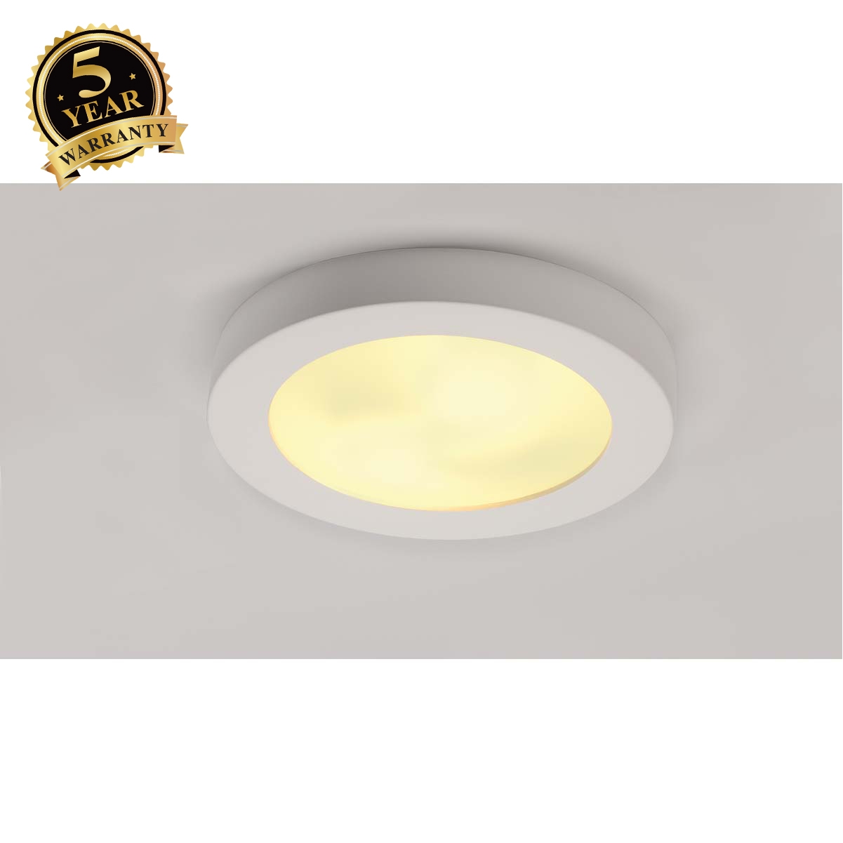 SLV Ceiling light, GL 105 E27, round, white plaster, max. 2x 25W 148001