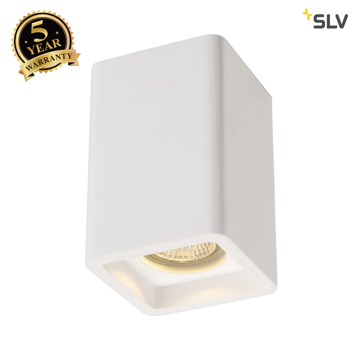 SLV Plaster ceiling light, CL-1, square, white plaster, GU10, max. 35W 148004