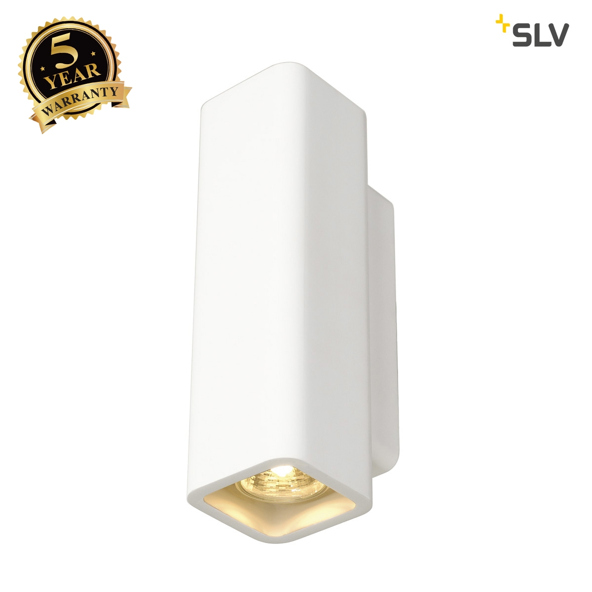 SLV Plaster wall light, WL-1, square, white plaster, 2xGU10, max.35W 148015