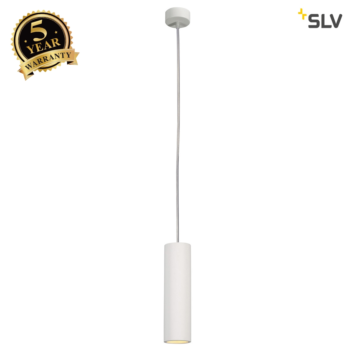 SLV Plaster TUBE pendant, white plaster, round, GU10, max. 7W 148042