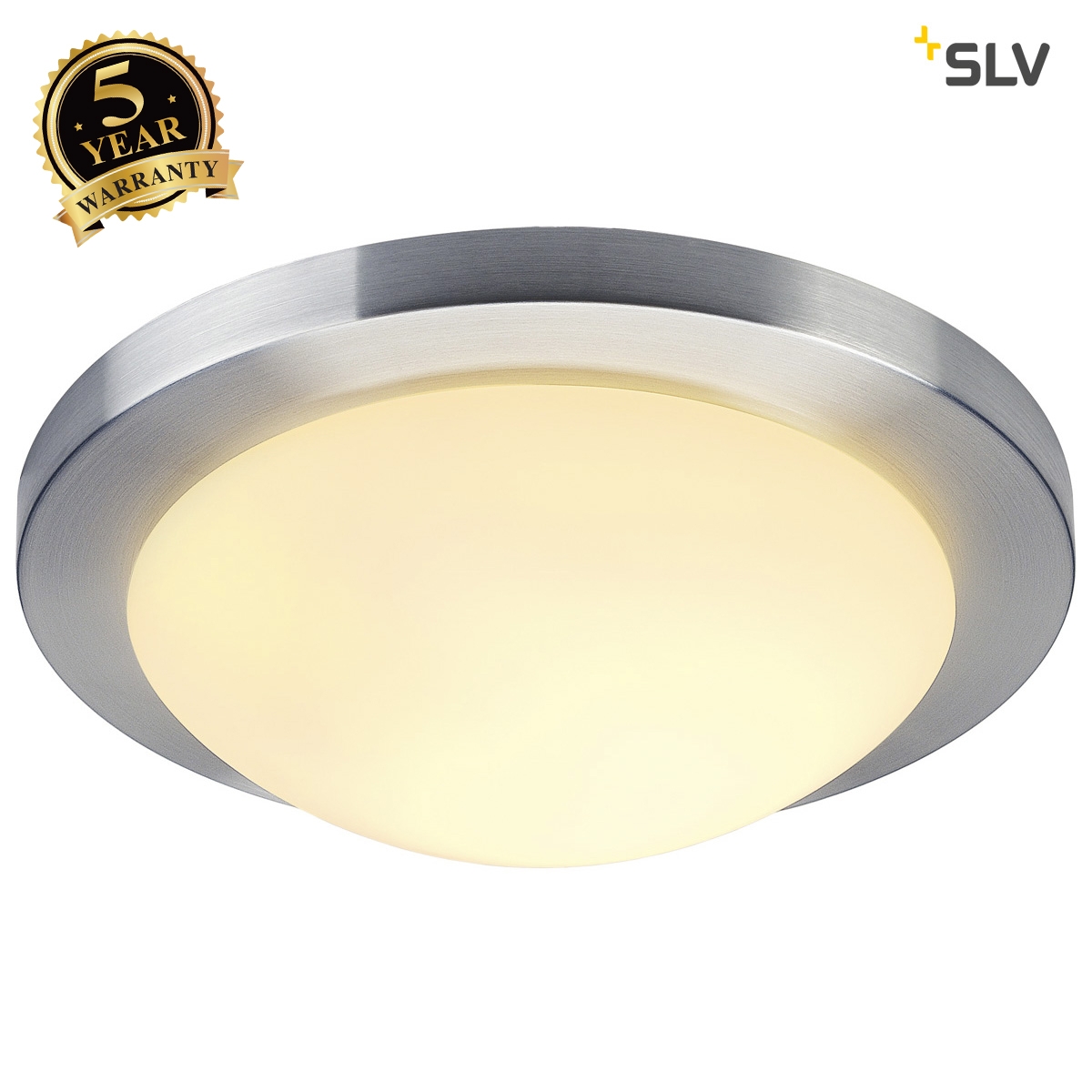 SLV MELAN ceiling light, round, alu brushed, frosted glass, E27, max. 60W 155236