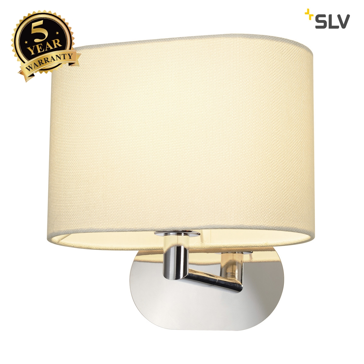 SLV SOPRANA OVAL wall light, WL-1, white textile, E27, max. 60W 155861