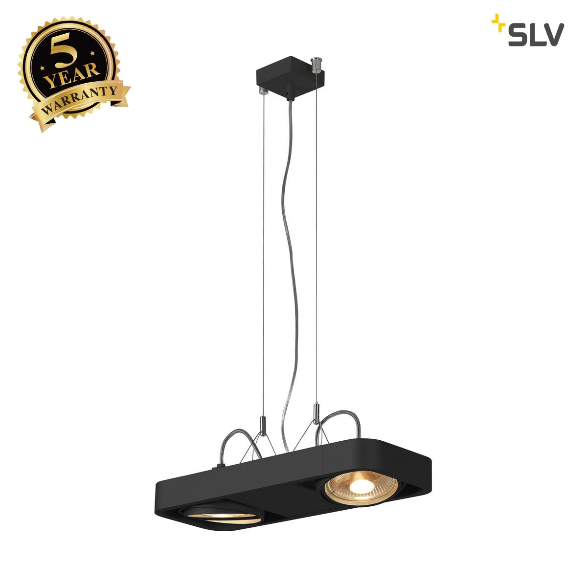 SLV AIXLIGHT R2 DUO LED GU10, QPAR111, pendant, semicircular , black 159210