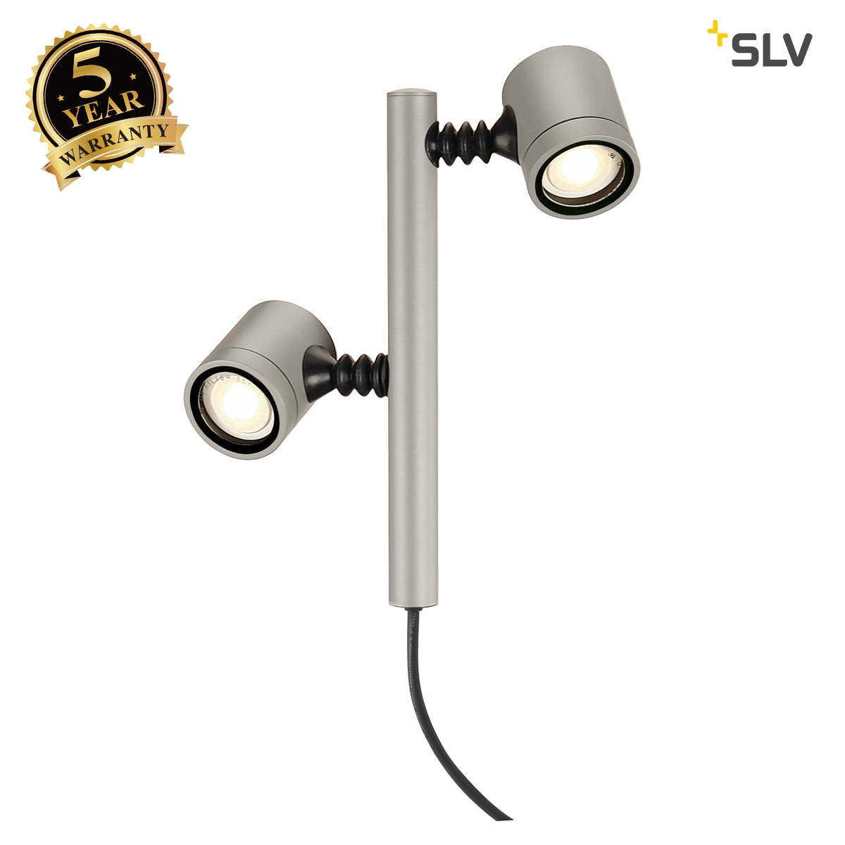 SLV NEW MYRA 2 lamp head, silver-grey, 2x GU10, max. 2x 4W, IP44 233184