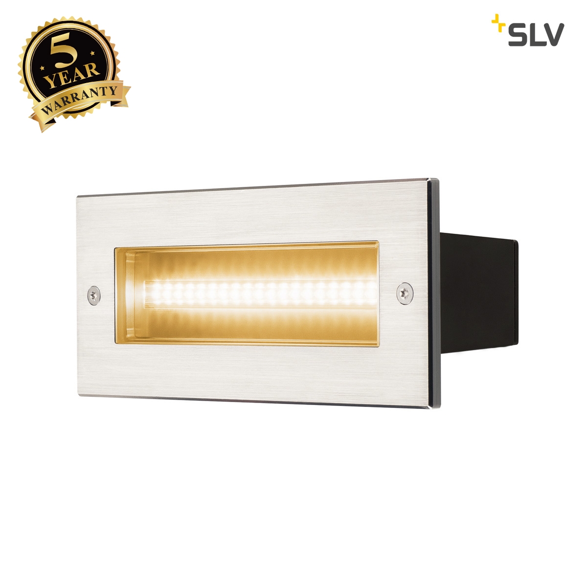 SLV BRICK, outdoor recessed wall light, LED, 3000K, stainless steel, IP67, 240V, 950lm 10W 233650
