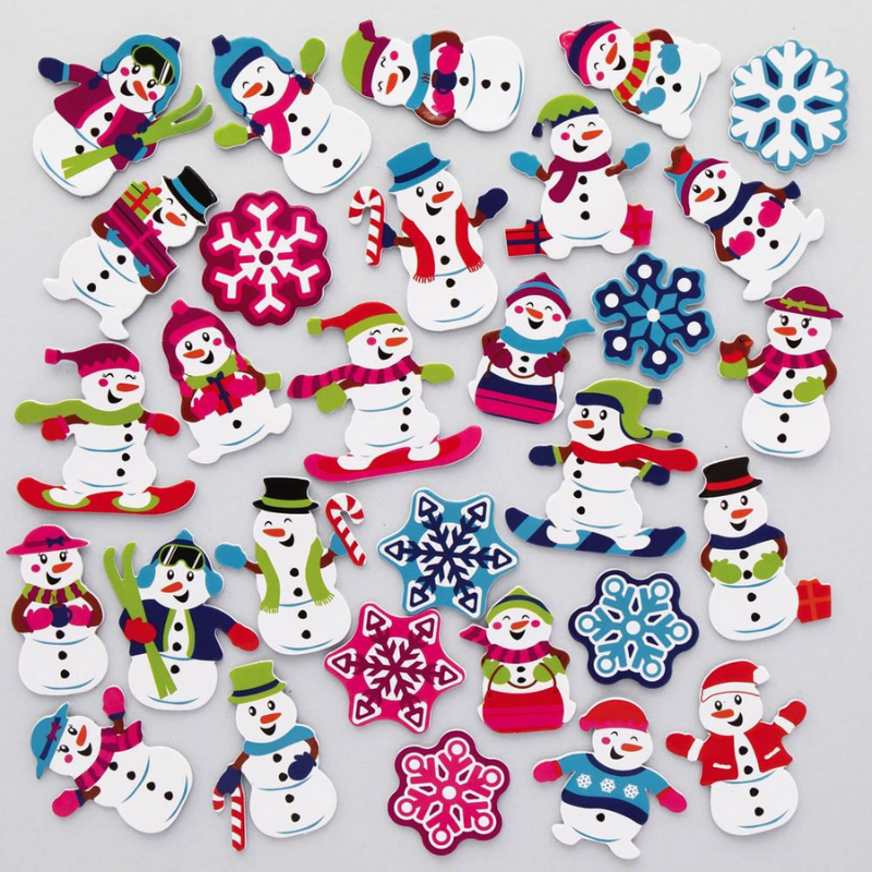 Kid-Eco Snowman Stickers – Pack of 200 – Kid Eco Crafts – Colour In Cardboard Playhouses