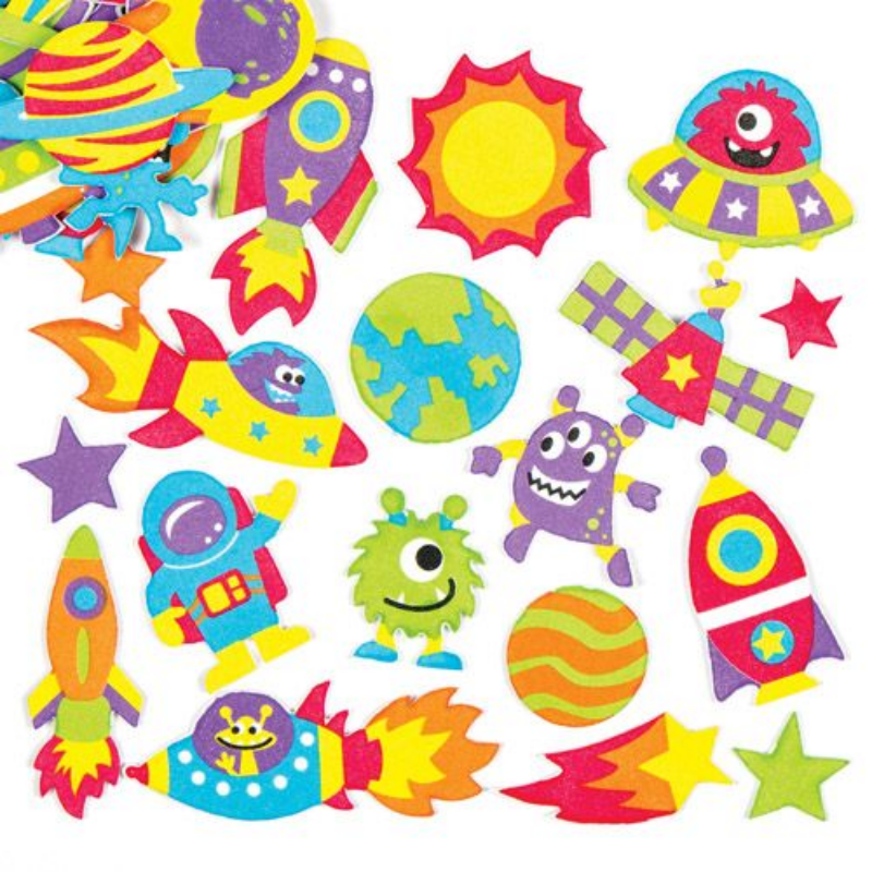 Kid-Eco Solar System Foam Stickers – Pack of 120 – Kid Eco Crafts – Colour In Cardboard Playhouses