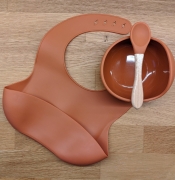 Spoons (Set of 3) Rust (Bamboo hle) – Children’s Silicone Tableware – Tiny Roo