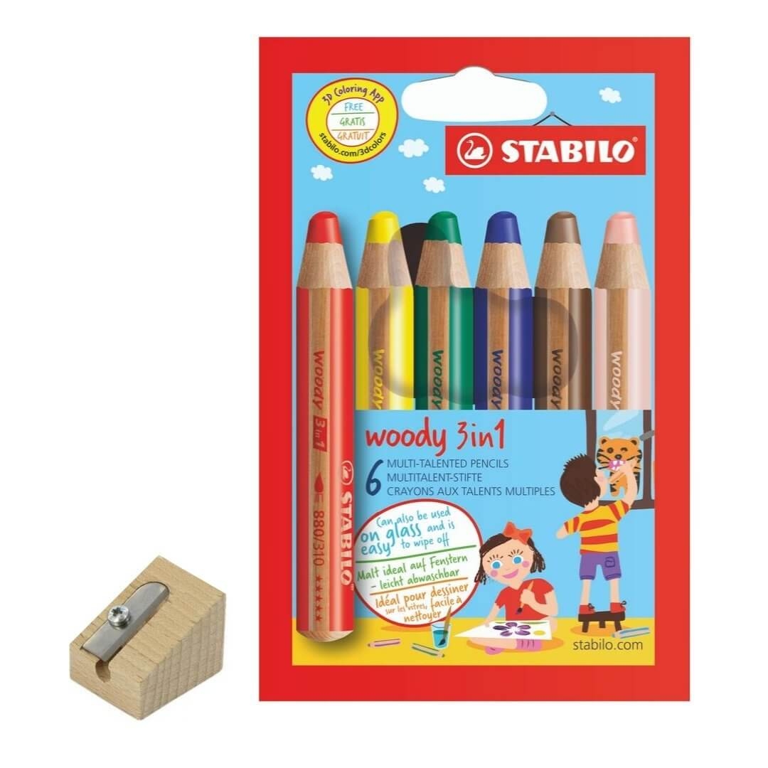 STABILO 3-in-1 crayon pencils 6 colour – Children’s Learning & Vocational Sensory Toys For Children Aged 0-8 Years – Summer Toys/ Outdoor Toys