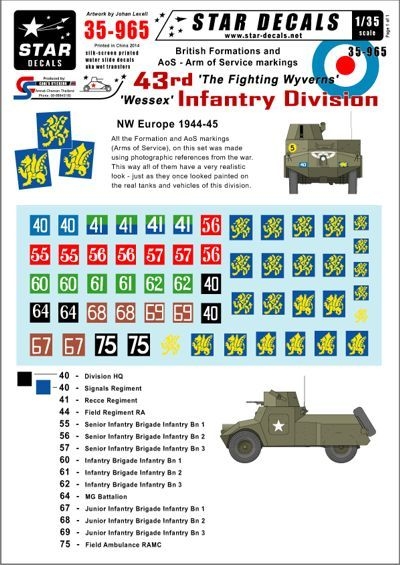 Star Decals 1/35 British 43rd ‘Wessex’ Infantry Division NW Europe – # STAR35965 – Model Hobbies