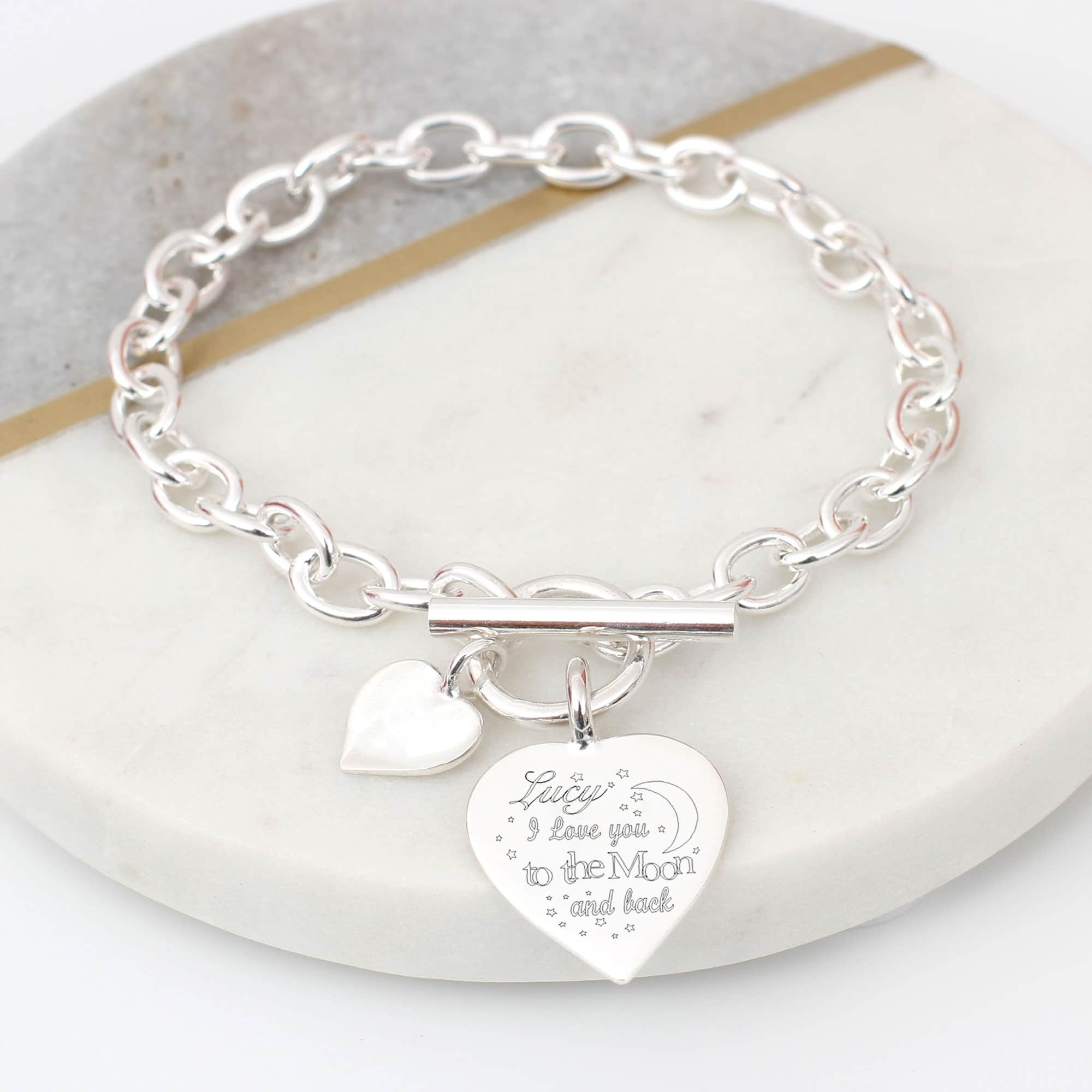 Love You To The Moon And Back’ Silver T Bar Bracelet – Hurley Burley