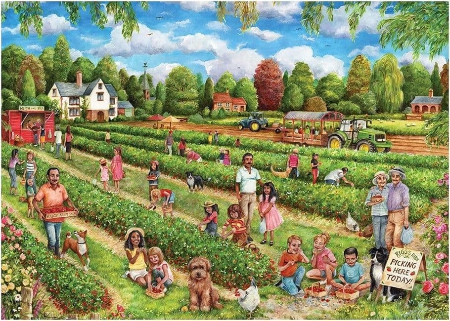 Jigsaw Puzzle Strawberry Picking – 1000 Pieces – Jumbo – The Yorkshire Jigsaw Store