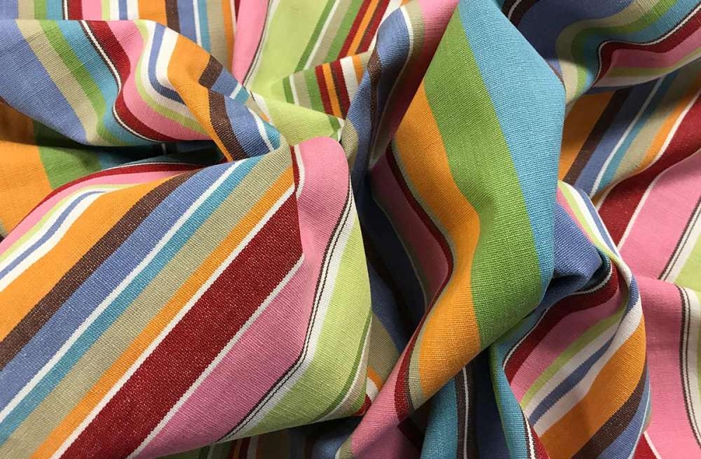 Blue and Pink Striped Fabric – Baseball Stripe