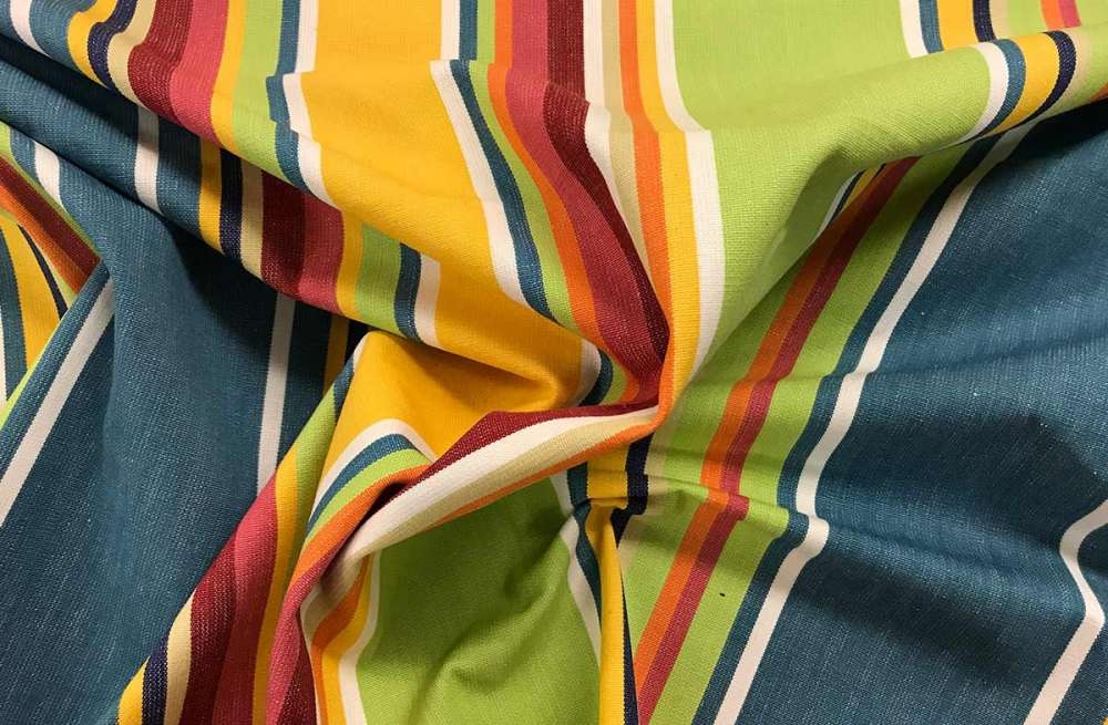 Yellow Green Blue Striped Fabrics