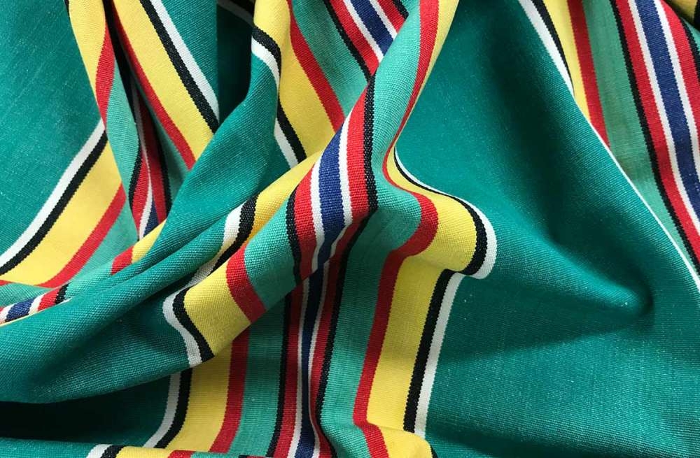 Golf Retro Green Striped Fabric