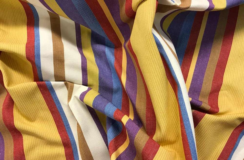 Apricot blue and white stripe fabric